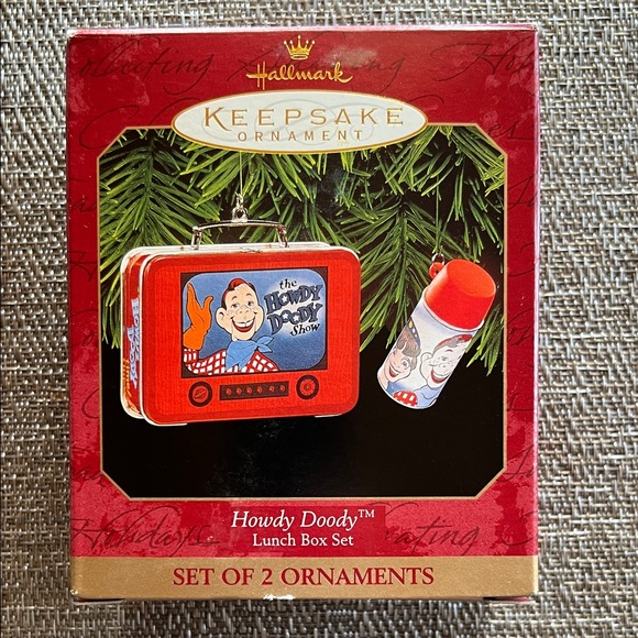 1999 Hallmark Keepsake Howdy Doody Lunch Box & Thermos Ornament Set Vintage - Picture 1 of 5
